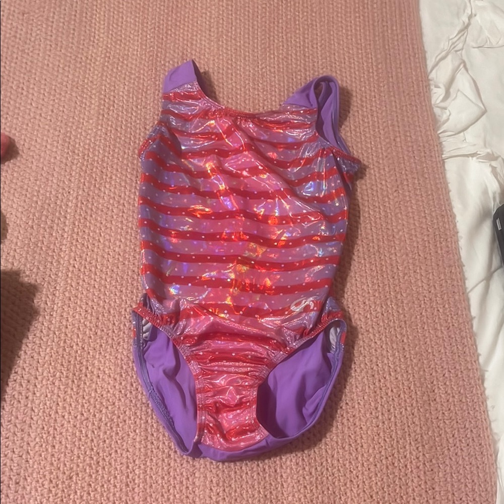 Purple and Red Striped leotard